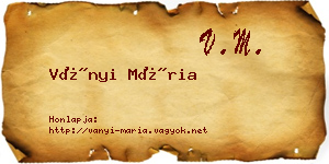 Ványi Mária névjegykártya